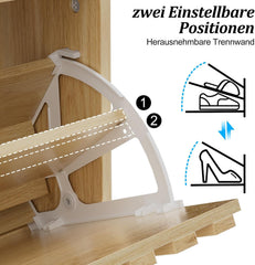 UEV Schoenenkast met 3 kleppen hout, schoenenrek smal (natuur)