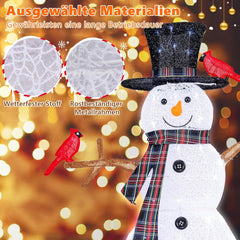 COSTWAY Led-sneeuwpopdecoratie, kerstdecoratie voor buiten en binnen, kerstfiguur met koudwitte ledlampen en grondpennen, kerstdecoratie, weerbestendig IP44, kerstverlichting