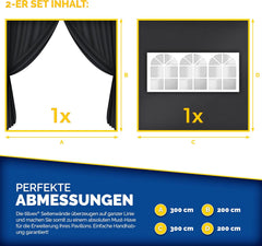 Zijwand voor paviljoen - 3x3m - 2 stuks - Zwart - Tillvex®