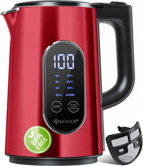 Waterkoker met temperatuurregeling - RVS - met LED - 1.7L - 2200W - Rood •