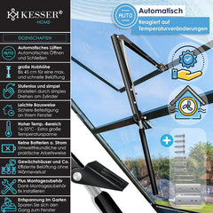 KESSER® Automatische raamopener voor broeikassen - 45 cm - Zwart