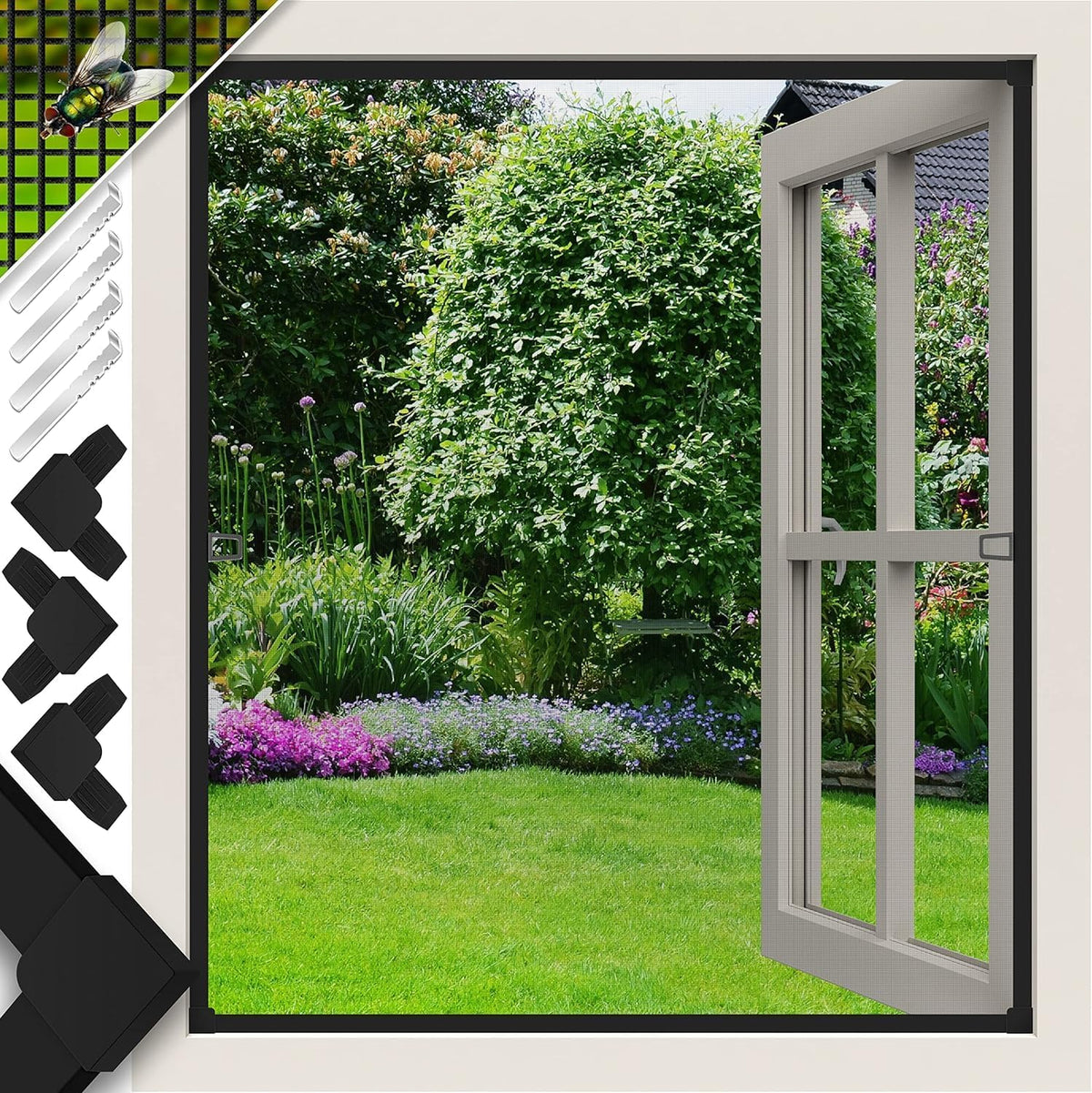 KESSER® Kesser Raamhor - 100x120cm - Vliegenhor - Antraciet