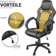 Ergonomische Bureaustoel -  Office Chair - Gamestoel - Volwassenen - Geel - TRESKO