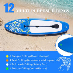 FEATH-R-LITE Opblaasbaar paddleboard, stand-up paddleboards voor volwassenen, SUP met twee verschillende configuraties van accessoires, blauw