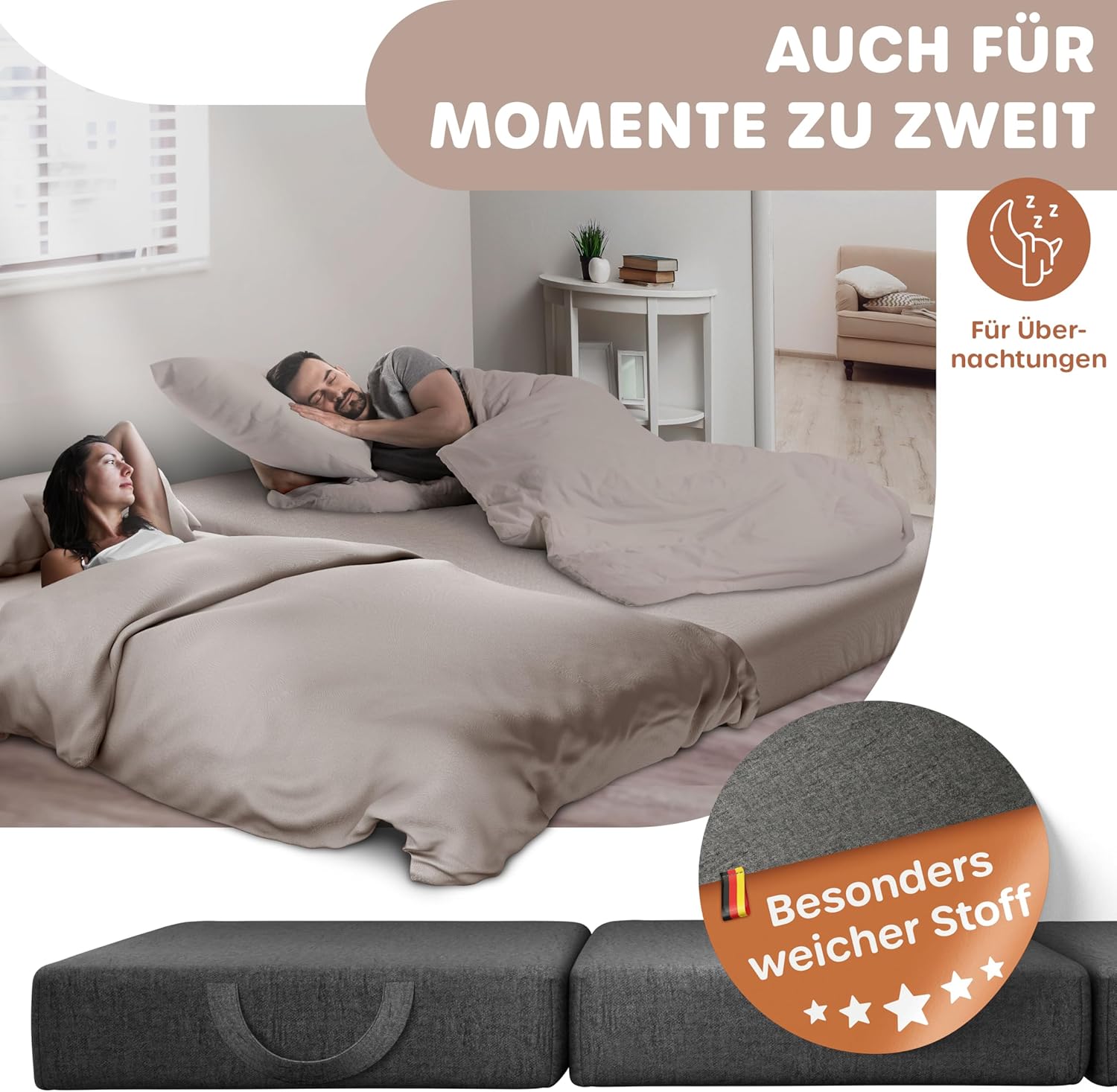 KESSER® Vouwmatras, 90 x 200 x 15 cm, gastenmatras, 3-voudig opvouwbaar, voor zitkruk, vouwmatras, schuimrubber, 25 kg/m³, extra dik, 15 cm, ademend, wasbaar, afneembare overtrek