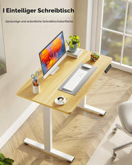 SANODESK In hoogte verstelbaar bureau met eendelig tafelblad, statafel voor thuiskantoor, stabiel en ruimtebesparend, 100 x 60 cm (esdoorn)