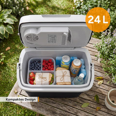 TZS First Austria - Thermoelektrische koelbox 24L - 3-voudige voeding incl. USB-C PD 3.0-52W koelen & verwarmen - auto & camping - zwart/grijs