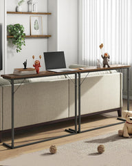 Hzuaneri 01201BCT Consoletafel, smalle banktafel, entreetafel, accenttafel, industrieel, eenvoudige montage, voor woonkamer, entree, 24 x 80 x 100 cm, rustiek bruin en zwart