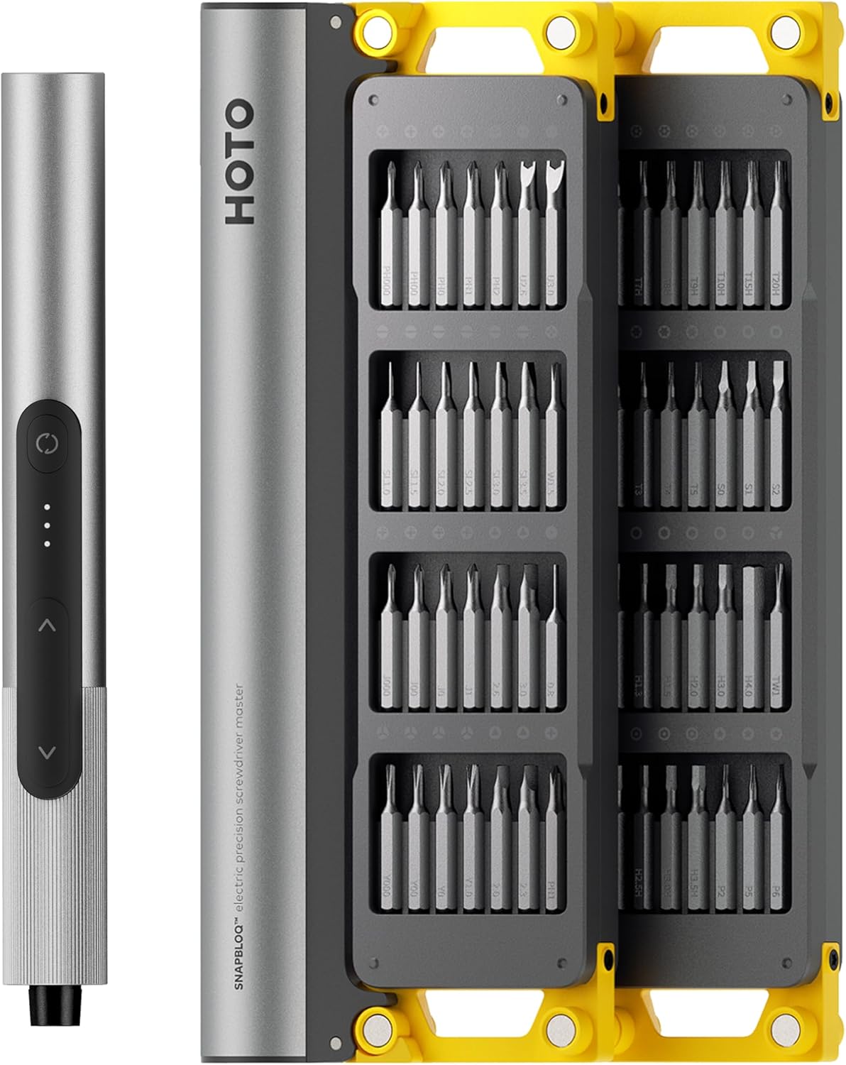 HOTO SNAPBLOQ™ S-A01 Mini-elektrische schroevendraaierset, magnetische precisieschroevendraaierset, 3 versnellingen, geschikt voor nauwkeurige reparaties van mobiele telefoon, laptops, brillen en