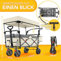 Bolderkar - Opvouwbaar - Bolderwagen  - Beige - TRESKO®