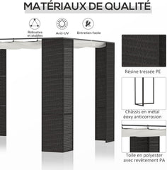 Pergola intrekbaar - Paviljoen - 3x3 m - Zwart/Crème - Outsunny