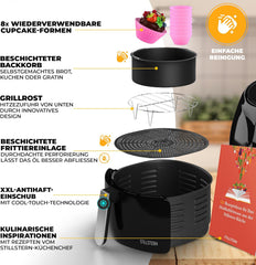 Airfryer - Heteluchtfriteuse - 6,5 Liter - 1800W - Zwart - Stillstern •