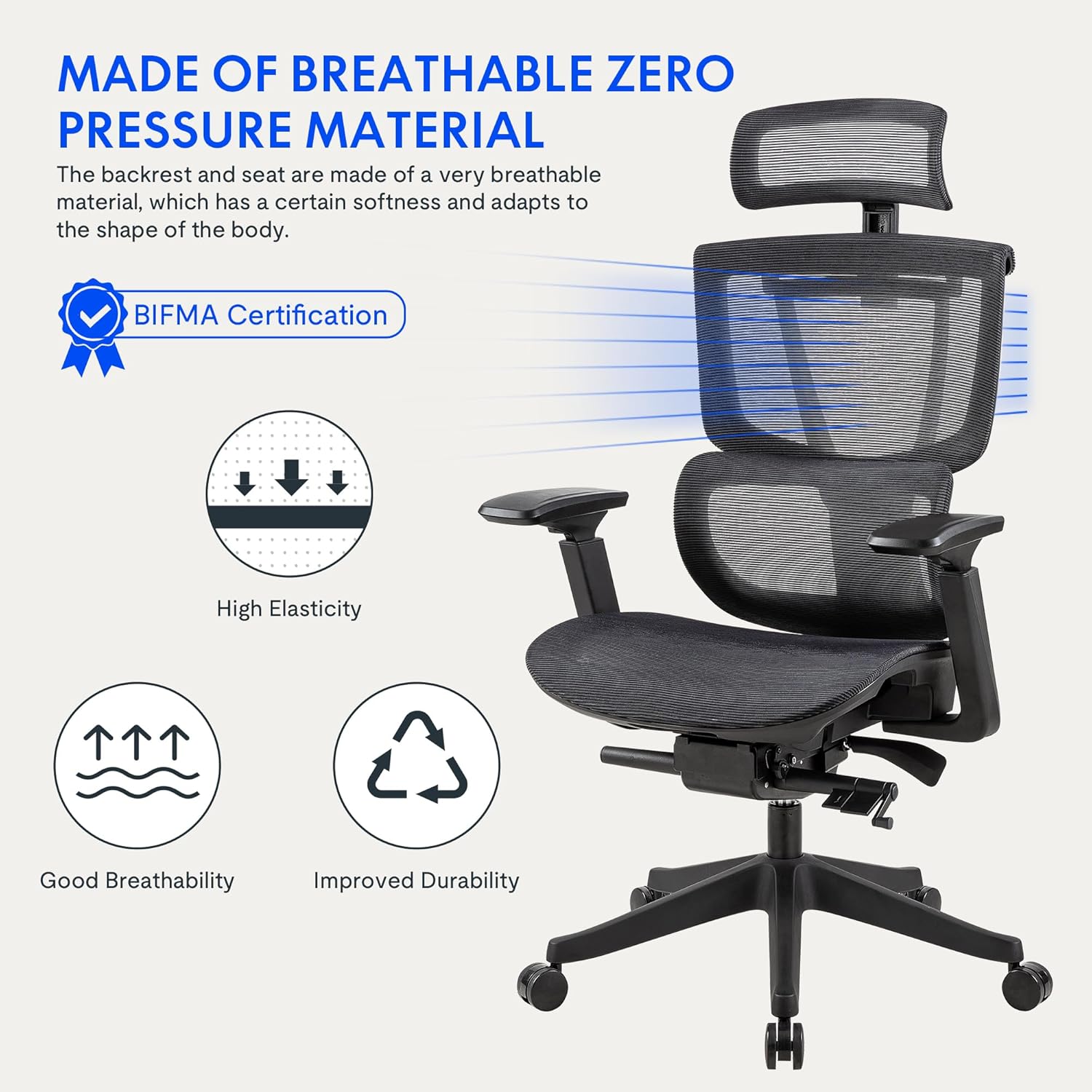 Ergonomische Bureaustoel -  Office Chair - Gamestoel - Volwassenen - Grijs - FLEXISPOT