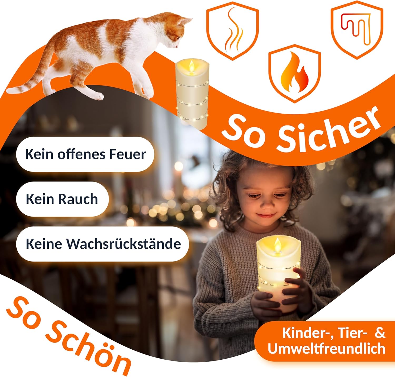 KESSER® Led-kaarsen, 3-delige set, vlamloze kaarsen, timerfunctie, timer, echte waskaars, 10 cm, 12,5 cm, 15 cm hoog, realistisch flikkerend licht, led-vlammen, echte was, decoratie, traditioneel