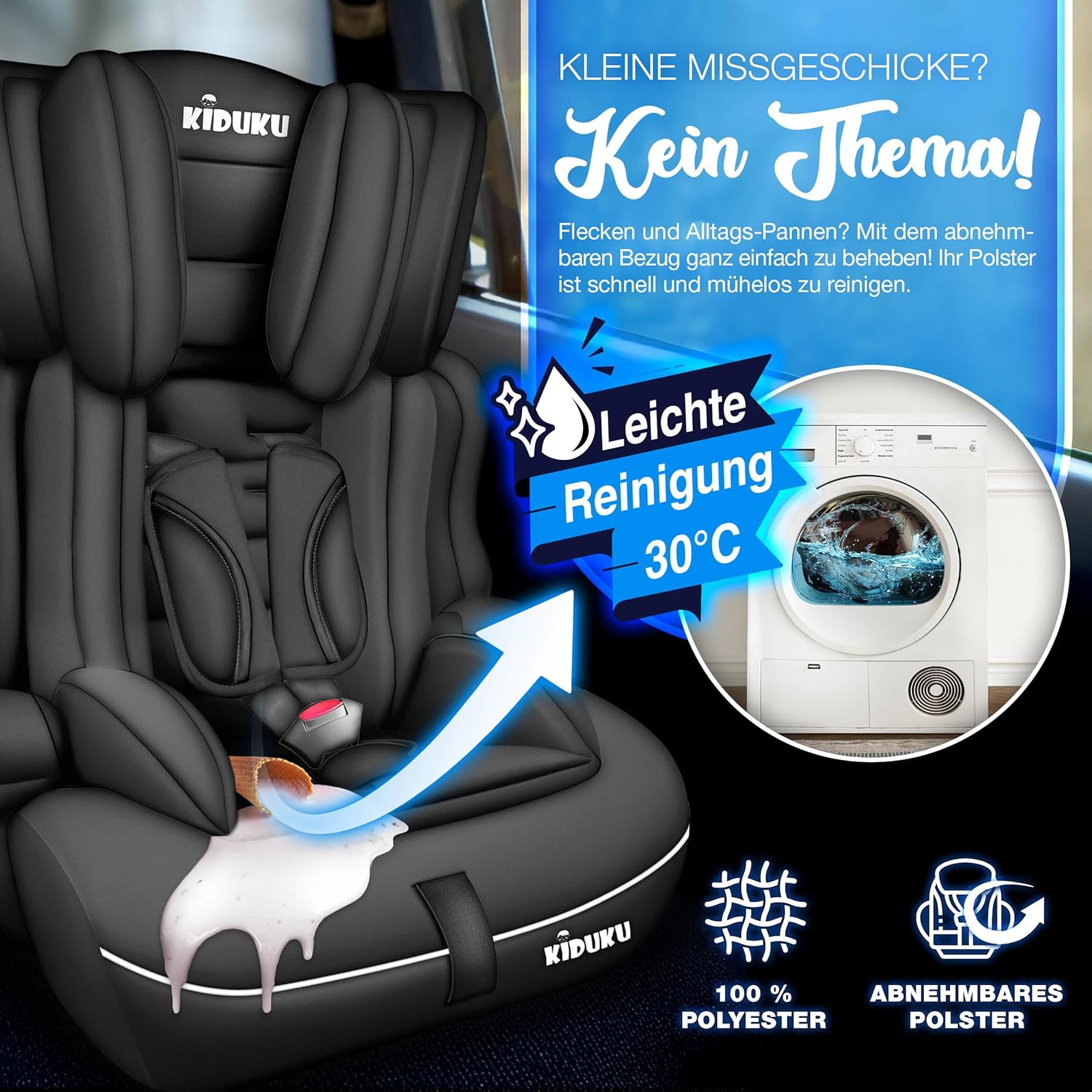 KIDUKU® Autostoeltje - Kinderzitje - Veiligheidsgordel - Zwart