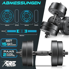 Halterschijven - Halterset- 15 kg - RE:SPORT