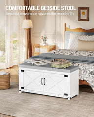 Hzuaneri SB26603GY Schoenenbank, schoenenkast met zitting, gevoerd kussen, voor 12 paar, voor ingang, woonkamer, hal, 35 x 100 x 49 cm, wit