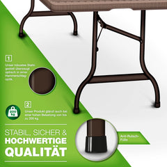 Tillvex® Inklapbare Tafel - Campingtafel - Klaptafel - 180x75cm - Bruin