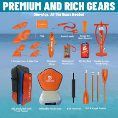 iTAOSTAR Journey Opblaasbaar stand-up paddleboard met zitting, extra breed opblaasbaar paddleboard voor beginners, opblaasbaar SUP-board met complete accessoires, allround surfplank voor yoga