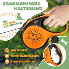 Lovpet® Hondenriem - Rollijn - 3 meter - Antislip - Oranje