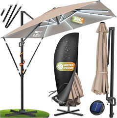 KESSER® Parasol, zweefparasol, SUN XL, 300 x 300 cm incl. afdekking +windscherm, draaibaar, kantelbaar, kantelbaar, marktscherm, groot, 360° rotatie, tuinscherm met zwengel, zonbescherming UV50+,