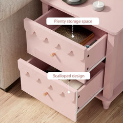 Nachtkastje set van 2 - Bijzettafel - Opbergkastje - 50x40x60 cm - Roze - UEV