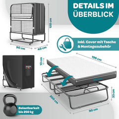 KESSER® Opklapbed - Logeerbed - Inc. Matras - tot 250 kg - Antraciet