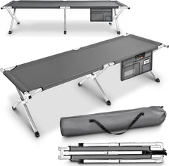 Veldbed - 1 Persoons - Kampeerbed - Stretcher - Grijs - TRESKO®