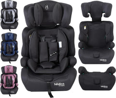 FableKids Kinderautostoel 9-36 kg, 3-punts veiligheidsgordel, autokinderzitje vanaf 15 m, autostoel voor kinderen 76-150 cm, kinderzitje, verstelbare hoofdsteun, ECE R129/03, verstelbaar, zwart