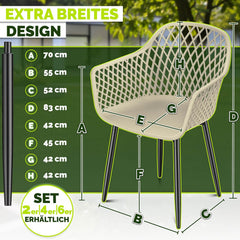 tillvex® Tuinstoelen, set van 2, weerbestendig, met armleuning, outdoorstoelen tot 120 kg belastbaar, uv-bestendig, terrasstoel, tuinmeubelen, terras, balkon, outdoor, tuin