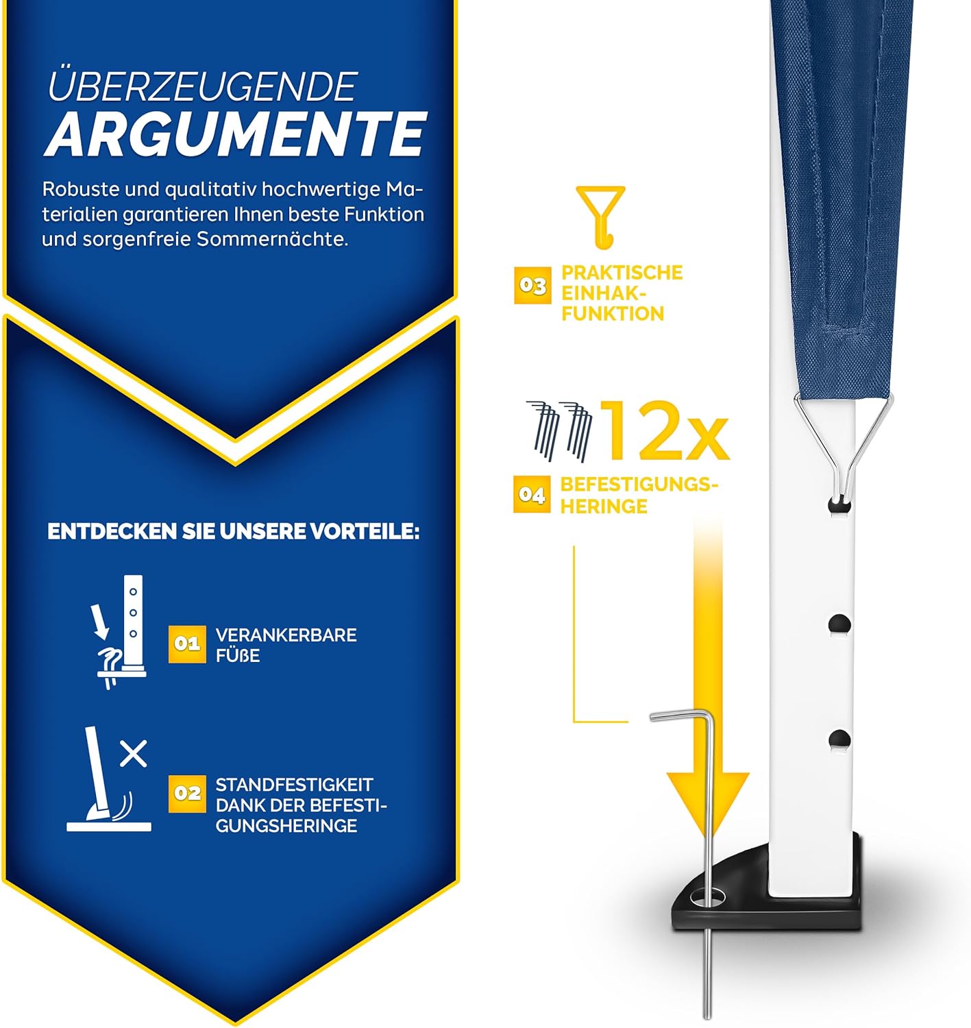 Tillvex® Partytent - 3x6m - Paviljoen - Easy Up - Blauw