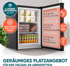 Stillstern Mini-vriezer (42 liter) -18 °C, ijsblokjesschaal, slot, deuraanslag verwisselbaar, 4-sterren diepvriezer voor camping/kantoor, vriezer, kleine diepvriezer, zwart
