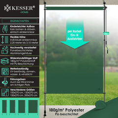 KESSER® Klemluifel - Balkonluifel - Zonwering - 200x310 cm - Donkergroen