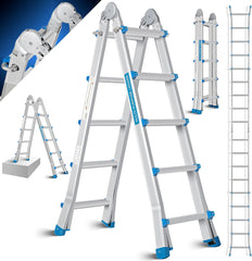 MASKO® Multifunctionele ladder - Vouwladder - 4x5 Treden - Zilver