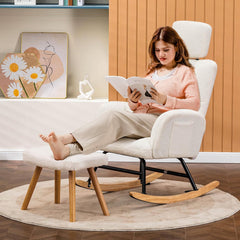 Schommelstoel - Fauteuil met armleuning - Relaxfauteuil - Relaxstoel - Beige - COMHOMA