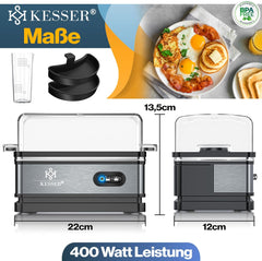 KESSER® Eierkoker voor 1 tot 6 eieren, elektrisch van roestvrij staal, 400 W met warmhoudfunctie, tuimelfunctie, drie hardheidsgraden, BPA-vrij en vaatwasmachinebestendig, maatbeker en 2 x