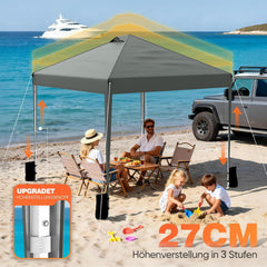 Huracan Paviljoen met zijwanden en zandzakken, vouwpaviljoen, 3 x 3 m, waterdicht, stabiel, winterbestendig, in hoogte verstelbaar, tuinpaviljoen, uv-bescherming, partytent, opvouwbaar, met draagtas