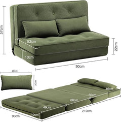 Slaapbank 2 persoons - Logeerbed - Bedbank - 90x210 cm - Groen - COMHOMA