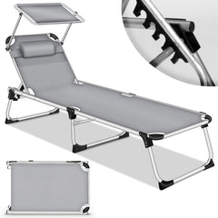 Ligbed - Ligstoel - Zonnebed - Opvouwbaar - Grijs - KESSER®