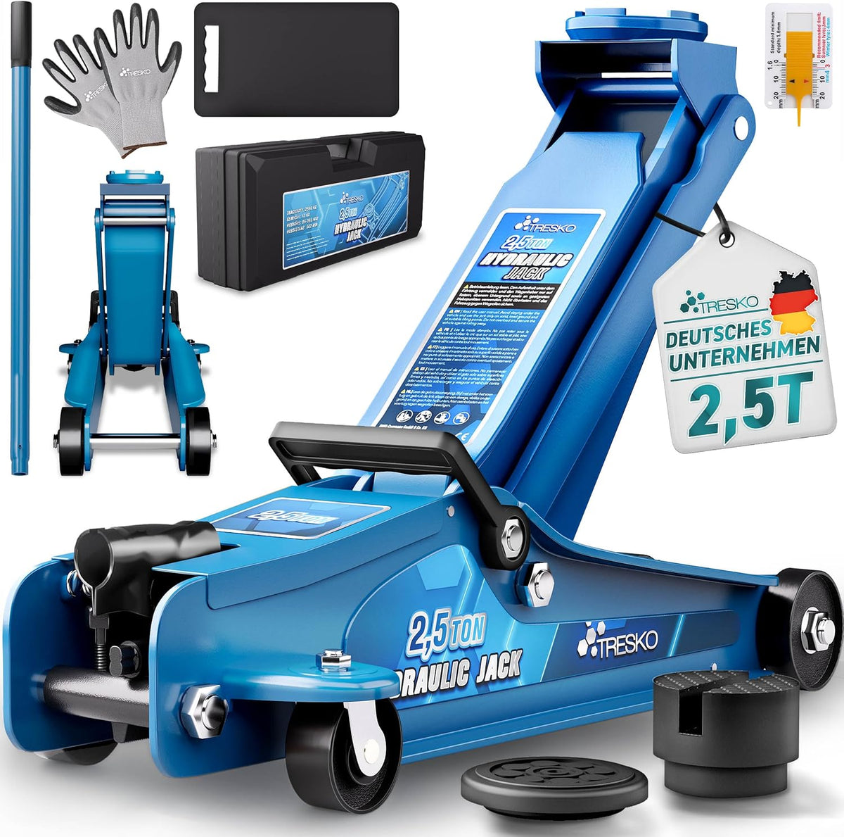 Autokrik - Garagekrik - Hydraulische krik - 2,5 Ton - Blauw - TRESKO