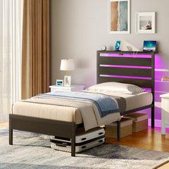 Bedframe met lattenbodem - 90x200 cm - Metaal - Zwart - Rolanstar