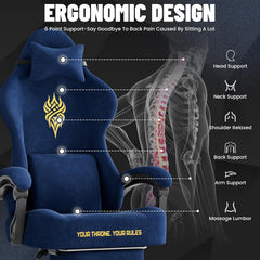 Ergonomische Bureaustoel -  Office Chair - Gamestoel - Volwassenen - Blauw - Ferghana