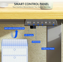 FLEXISPOT Lite Elektrisch Zit/Sta-Bureau - In Hoogte Verstelbaar Sta-Bureau met Bekerhouder en Haken, Toetsenbordpaneel met Geheugenfuncties 110 x 60 cm (Wit Frame + Esdoorn Blad)