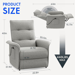 Fauteuil met armleuning - Relaxfauteuil - Relaxstoel - Elektrisch - Lichtgrijs - X1AG-V2 - FLEXISPOT