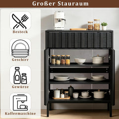 UEV Sideboard 70x37x88,5cm, keukenkast met lade & 2 deuren (zwart)