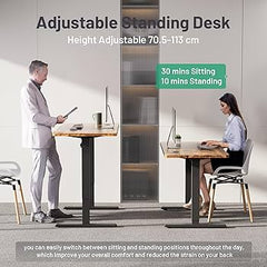 Zit sta bureau - Elektrisch - Verstelbaar - 140x60 cm - Esdoorn - HLFURNIEU