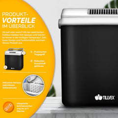 Koelbox Elektrisch – 12V en 230 volt - Coolbox - Frigobox - 32L – Zwart - Tillvex •