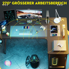 Gaming bureau - Gaming desk - Hoekbureau - 120x80 cm - Zwart - GTPLAYER