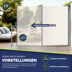 Windscherm uittrekbaar - Oprolbaar - Uitschuifbaar - Camping - 160x350 cm - Antraciet - Tillvex®