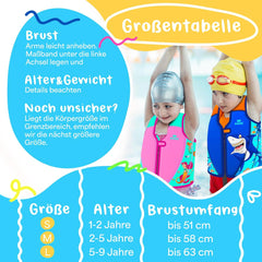 KIDIZ® Zwemvest voor kinderen - L - 5-9 jaar - Veiligheidsgordel - Roze